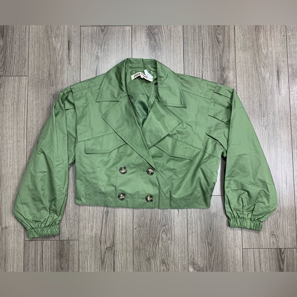 FREE PEOPLE Looking Glass Trench Coat / Loden Green Sz S NWOT